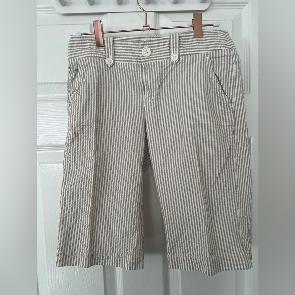 Lacoste Vintage Capris , Beige Stripped Low Rise 2000’s Y2K styled pants
